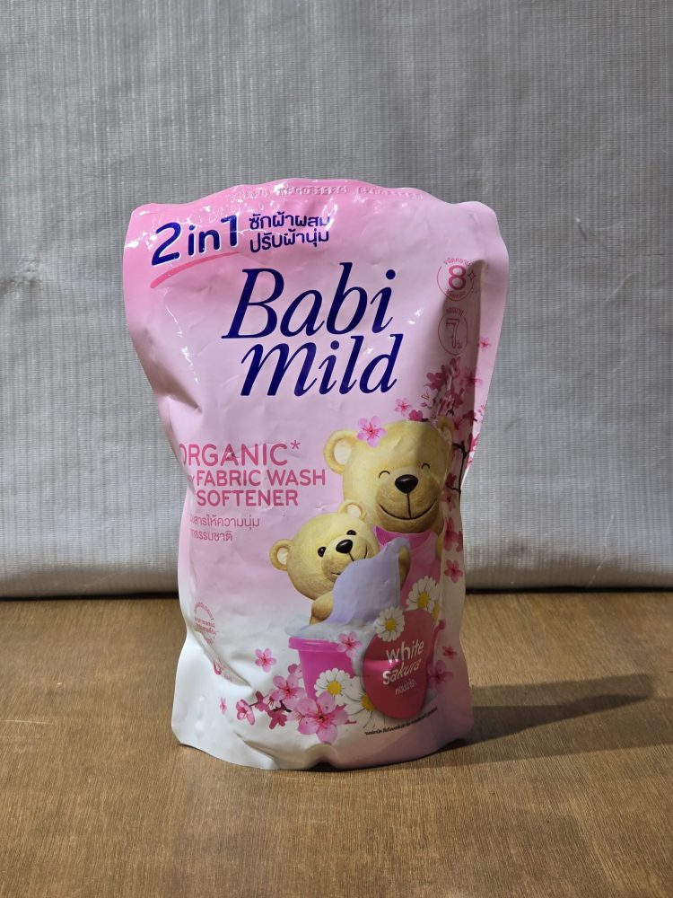 Babi Mild Organic Baby Fabric Wash with Softener/Natural 2in1 Baby Liquid Fabric Wash White Sakura